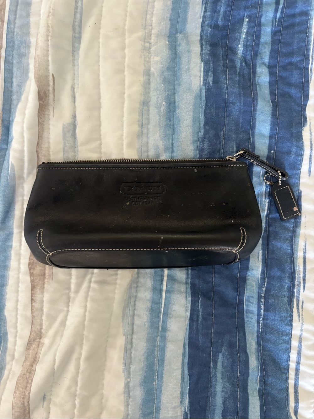 Coach Black Leather Pencil Pouch